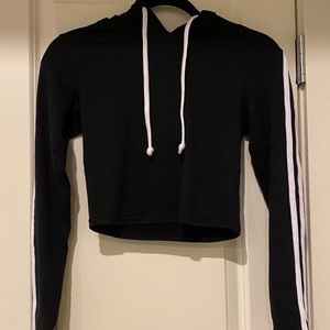 Black Cropped Top Hoodie